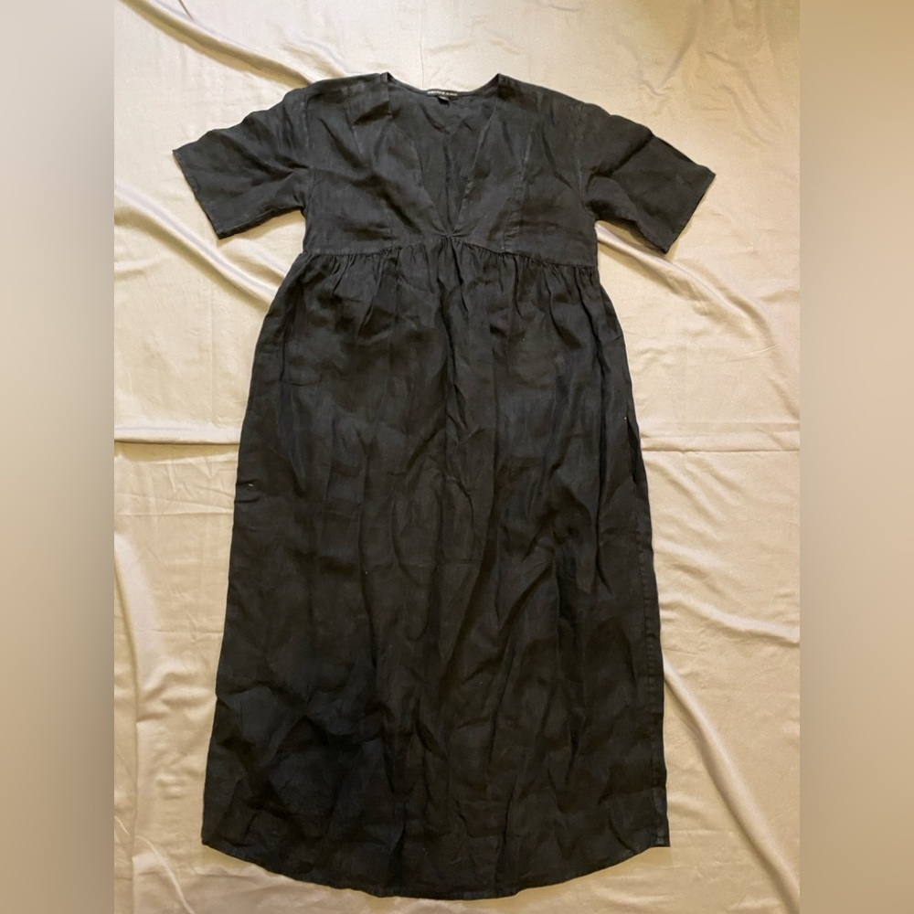 James Perse 100% linen black midi dress Size 0